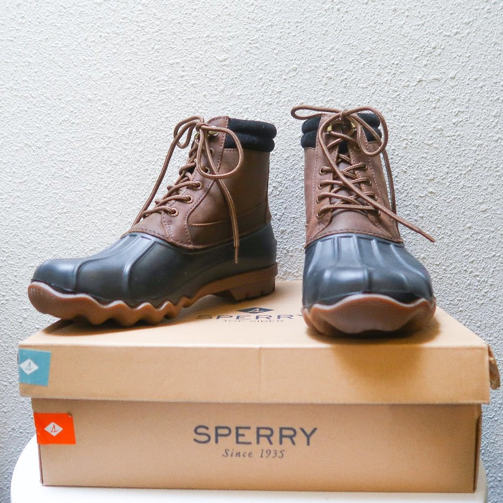 Sperry brand waterproof rain leather rubber Brewster boot sz. 8.5 / 10.5 NIB